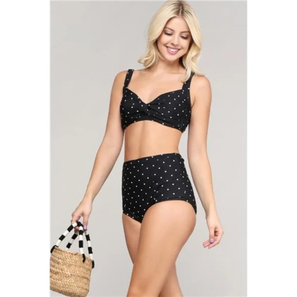 NWT Marina West Swim Take A Dip Twisted High-Rise Bikini Set, Removable Pads - Picture 3 of 6